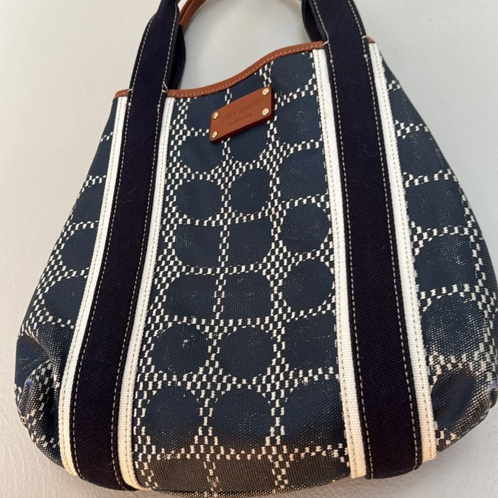 Kate Spade canvas Navy and Brown geometric print Women's Bag - Picture 3 of 10